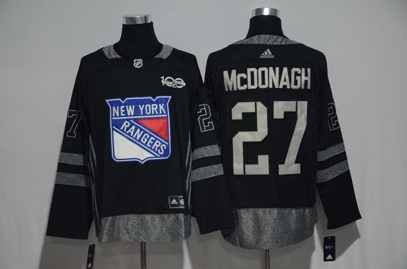 NHL New York Rangers #27 McDonagh Black 1917-2017 100th Anniversary Stitched Jersey